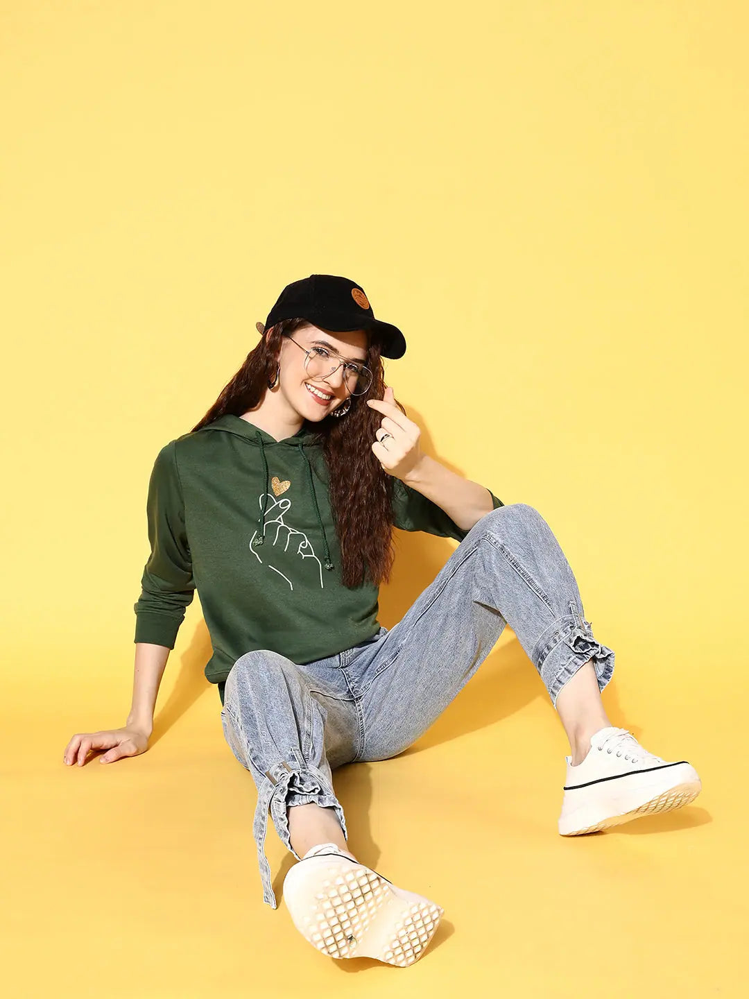 Green Printed Sweatshirt | Lehenga for Women & Girls