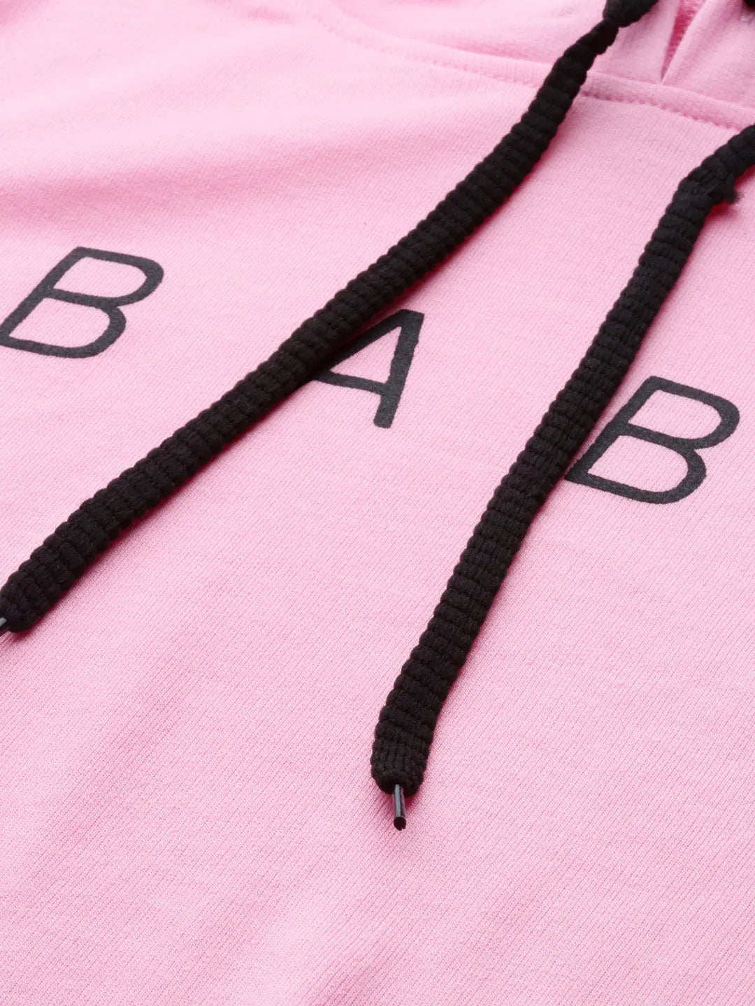 Pink Baby-Print Crop Boxy Hoodie | Women's Western Wear