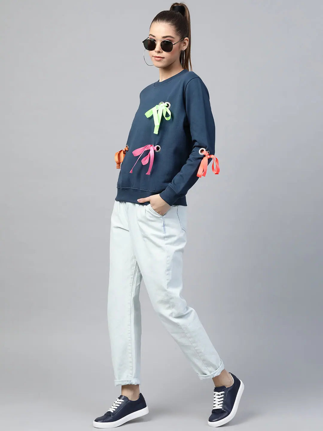 Teal Ribbon Sweatshirt | Comfort Fit Cotton Sweatshirt