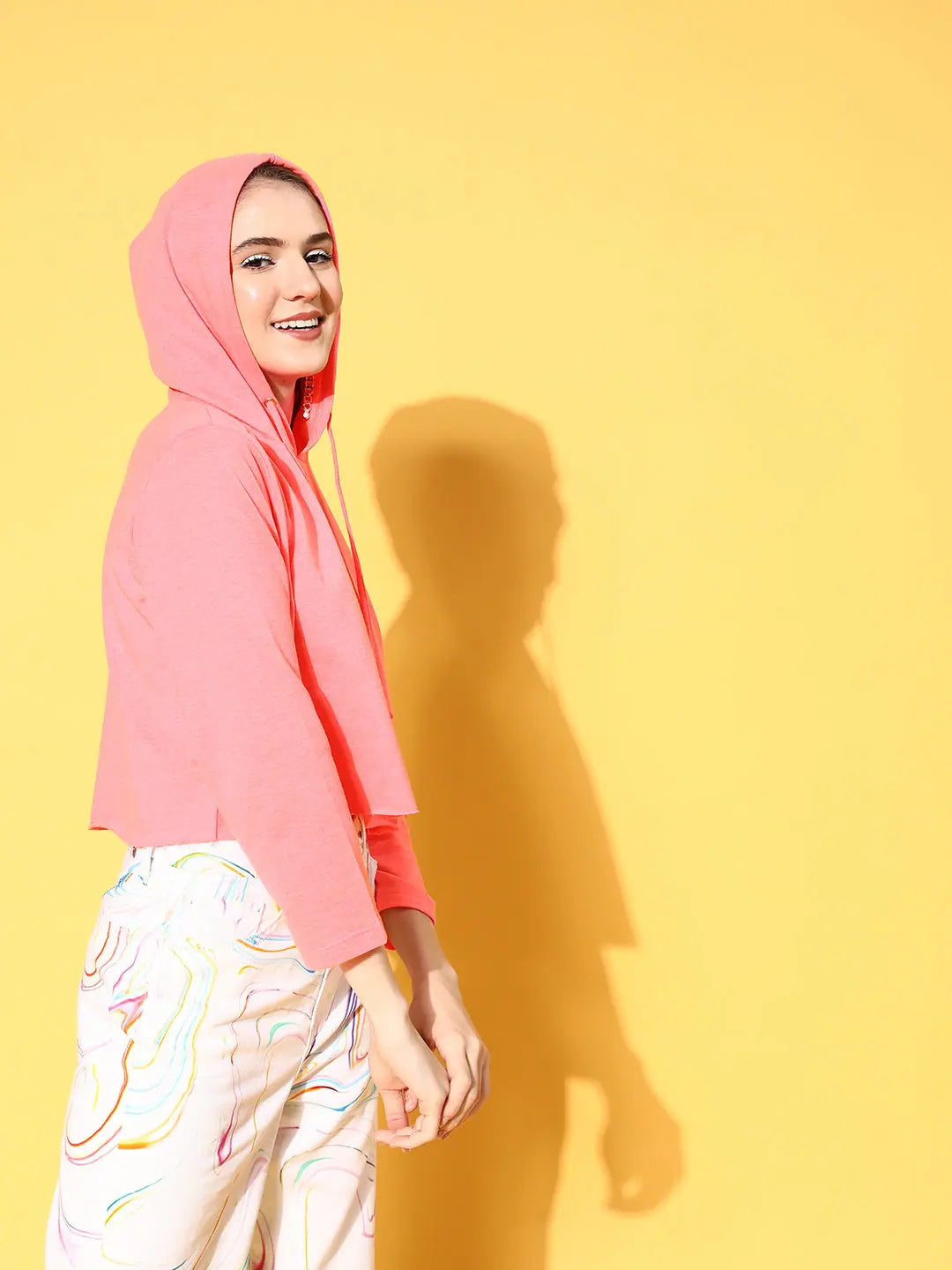 Neon Pink Crop Hoodie - Women's Western Clothing & Outfits