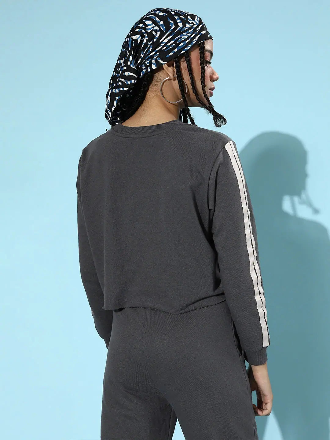 Navy Crop Sweatshirt - Boxy Fit, Double Tape Detail