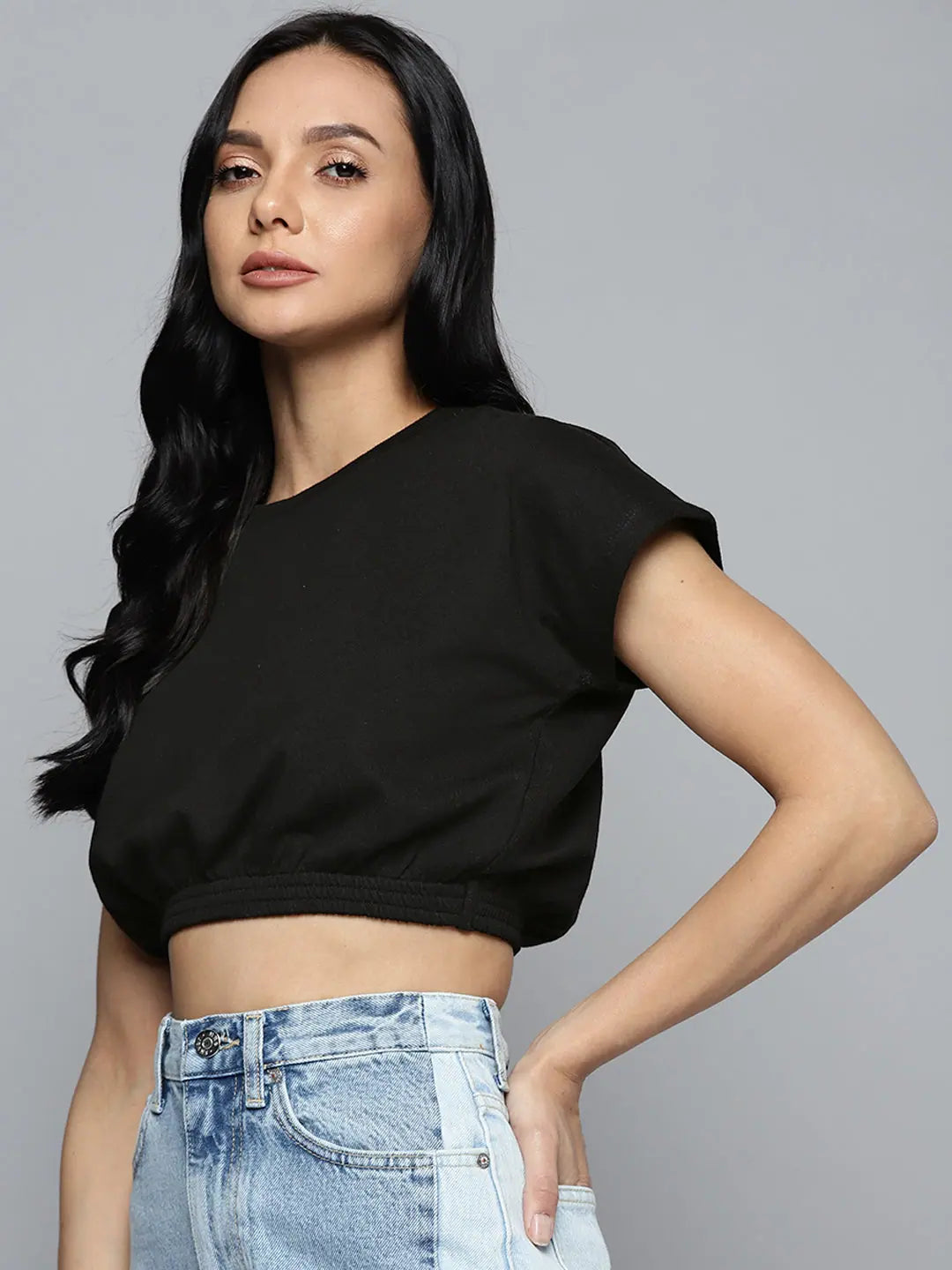 Black Terry Crop Vest | Women's Western Wear Outfit
