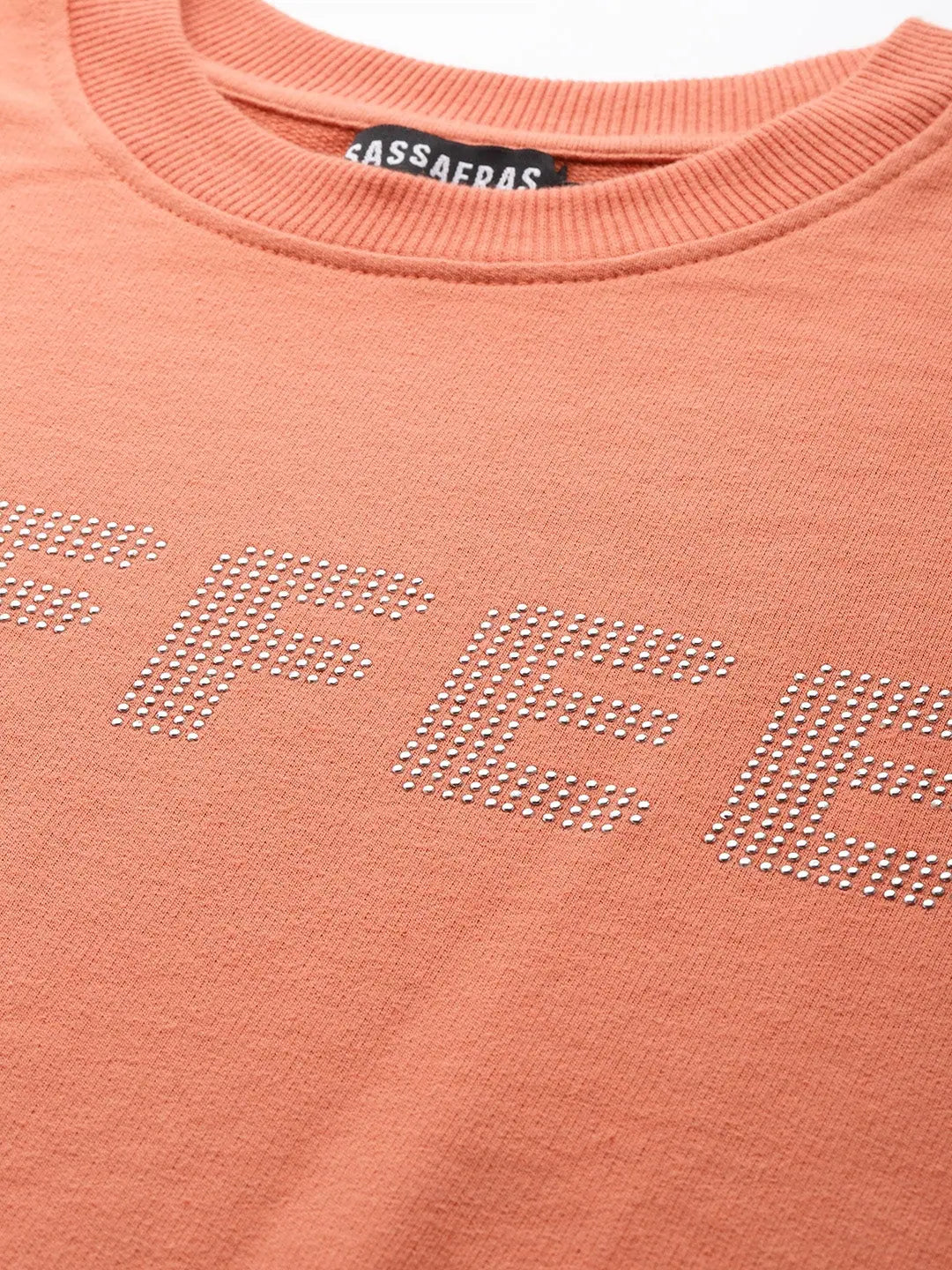 Coral COFFEE Studded Terry Sweatshirt | Comfort & Style
