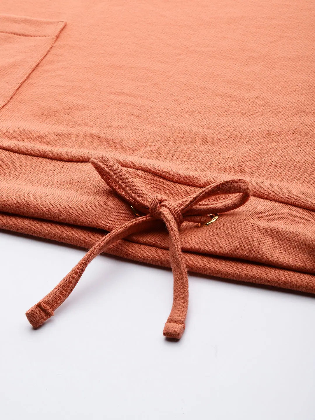 Coral Terry Boxy Sweatshirt with Drawstring Hem | Comfort Fit