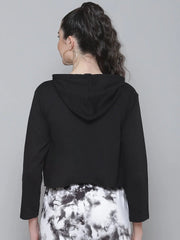 Black Terry HO HO Boxy Crop Hoodie