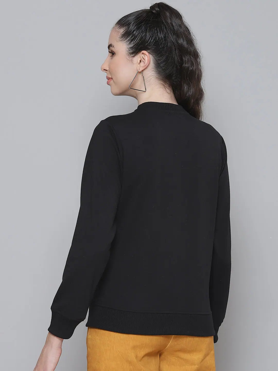 Black Terry Silver Reindeer Sweatshirt - Women's Casual Cotton