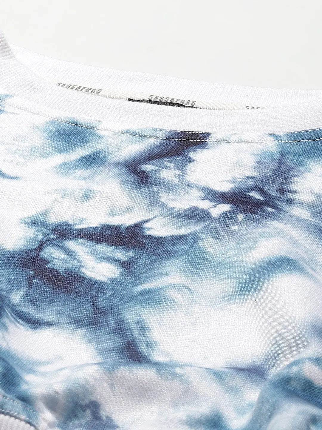 Navy & White Cloud Wash Terry Crop Sweatshirt for Women