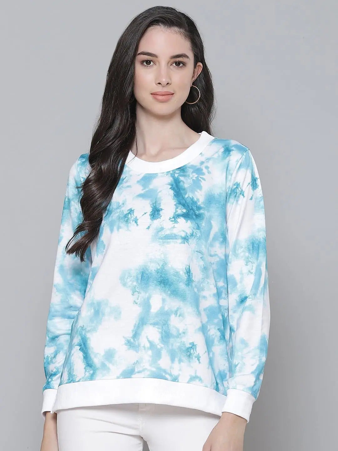 Turq & White Terry Cloud Wash Sweatshirt | Women's Outfits