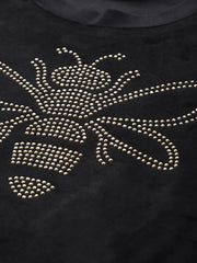 Black Velour Studded Dragonfly Sweatshirt