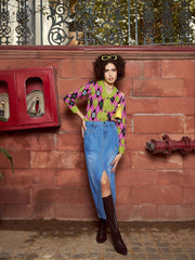 Women Green Geometric Front Open Wool Cardigan-SFSWSH7423