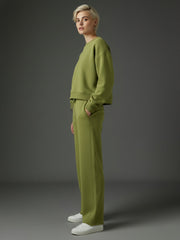 Women Olive Premium Fleece Sweatshirt With Track Pants-SFSWSH7513_SFPANT50683