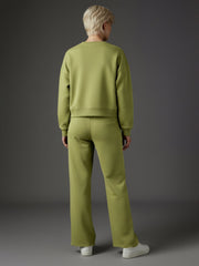 Women Olive Premium Fleece Sweatshirt With Track Pants-SFSWSH7513_SFPANT50683