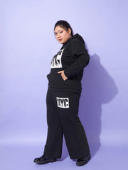 Women Black Fleece NYC Hoodie With Track Pants-SFSWSH7564_SFPANT50920