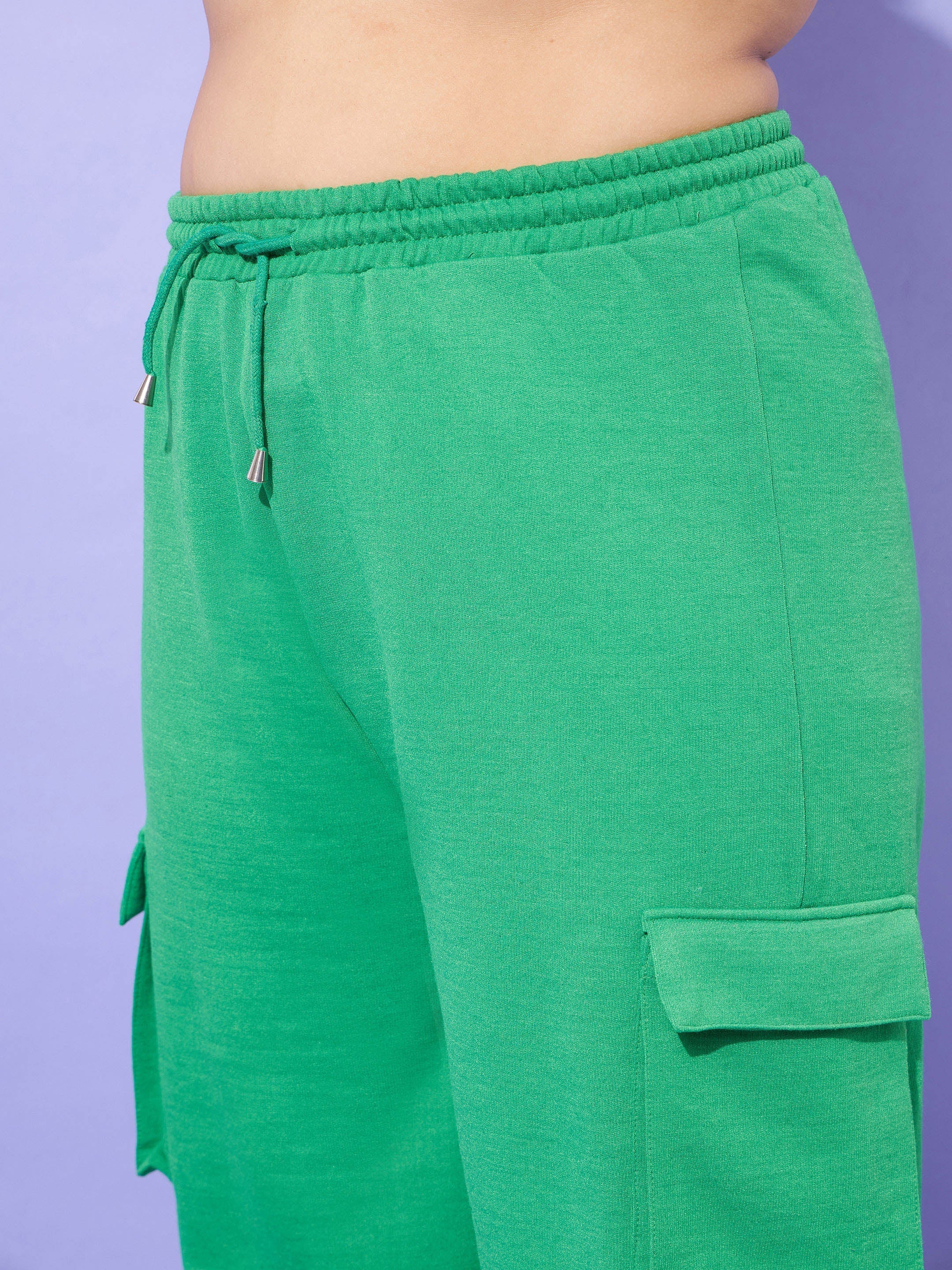 Women Green Fleece HAWAII Sweatshirt With Track Pants-SFSWSH7572_SFPANT50928