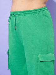 Women Green Fleece HAWAII Sweatshirt With Track Pants-SFSWSH7572_SFPANT50928