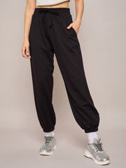 Women Black Terry Oversized Zipper Sweatshirt With Baggy Joggers-SFSWSH7630_SFPANT50991