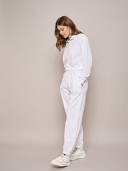Women White Terry Oversized Zipper Sweatshirt With Baggy Joggers-SFSWSH7631_SFPANT50992