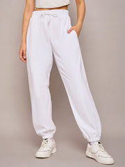 Women White Terry Oversized Zipper Sweatshirt With Baggy Joggers-SFSWSH7631_SFPANT50992