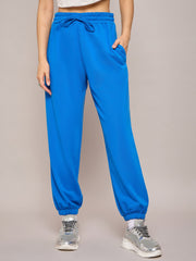 Women Royal Blue Terry Oversized Zipper Sweatshirt With Baggy Joggers-SFSWSH7633_SFPANT50994