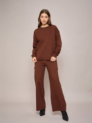 Women Brown Terry Oversized Sweatshirt-SFSWSH7634