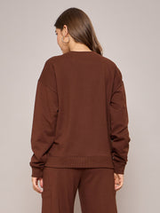 Women Brown Terry Oversized Sweatshirt-SFSWSH7634