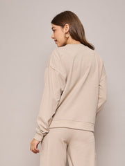 Women Taupe Terry Oversized Sweatshirt-SFSWSH7636