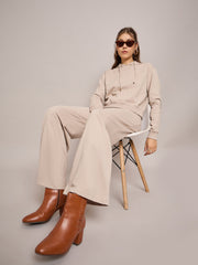 Women Taupe Terry Regular Hoodie With Terry Pants-SFSWSH7638_SFPANT50956