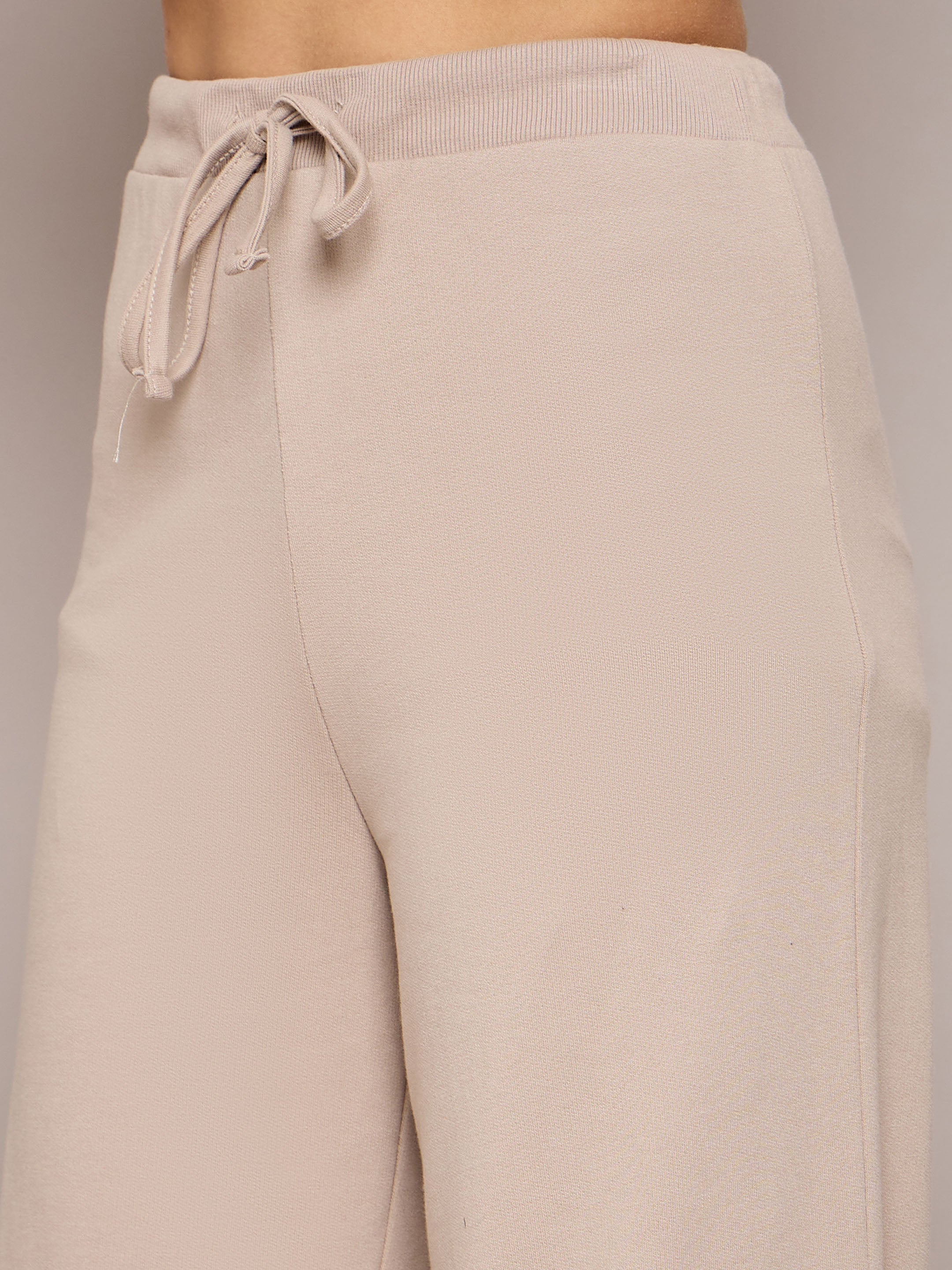 Women Taupe Terry Regular Hoodie With Terry Pants-SFSWSH7638_SFPANT50956