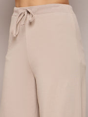 Women Taupe Terry Regular Hoodie With Terry Pants-SFSWSH7638_SFPANT50956