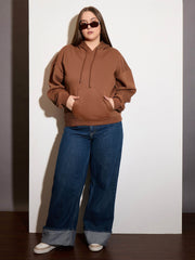 Women Brown Fleece Hoodie-SFSWSH7655