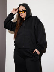Women Black Fleece Hoodie-SFSWSH7656