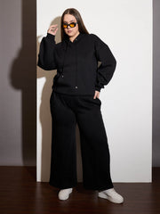 Women Black Fleece Hoodie-SFSWSH7656