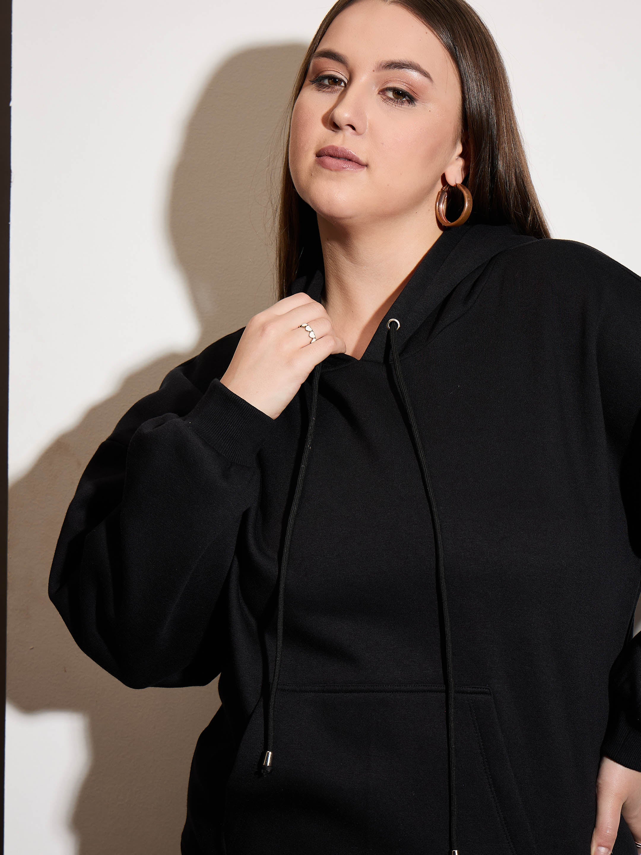 Women Black Fleece Hoodie-SFSWSH7656