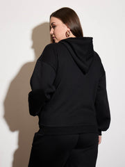 Women Black Fleece Hoodie-SFSWSH7656