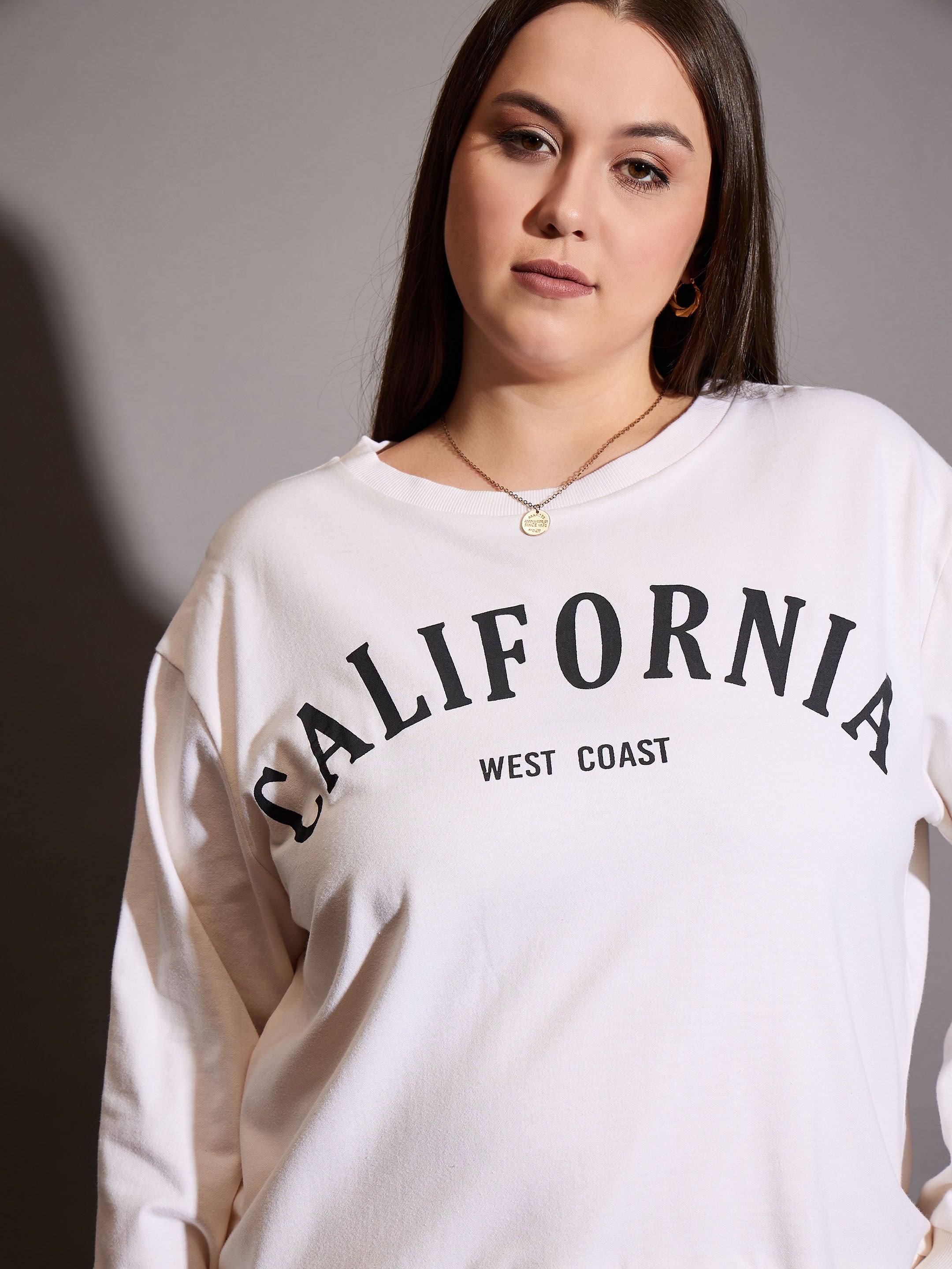 Women White CALIFORNIA Terry Sweatshirt With Track Pants-SFSWSH7669_SFPANT51037