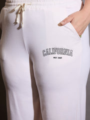 Women White CALIFORNIA Terry Sweatshirt With Track Pants-SFSWSH7669_SFPANT51037