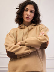 Women Beige Fleece Oversized Hoodie With Sweatpants-SFSWSH7676_SFPANT51045