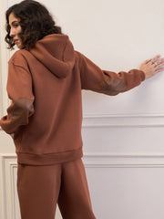 Women Brown Fleece Oversized Hoodie-SFSWSH7677