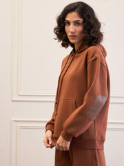 Women Brown Fleece Oversized Hoodie-SFSWSH7677