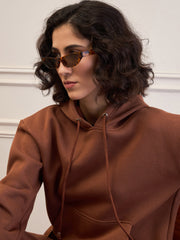 Women Brown Fleece Oversized Hoodie With Sweatpants-SFSWSH7677_SFPANT51046