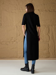 Women Black High-Neck High Slit Sweater-SFSWSH7688