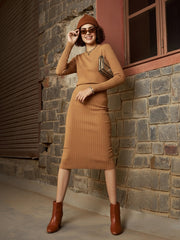 Women Beige Rib Sweater-SFSWSH7693