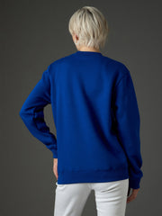 Women Royal Blue Fleece PADEL CLUB Printed Regular Fit Sweatshirt-SFSWSH7695