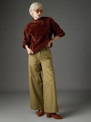 Women Brown Balloon Sleeve Faux Fur Sweatshirt-SFSWSH7697