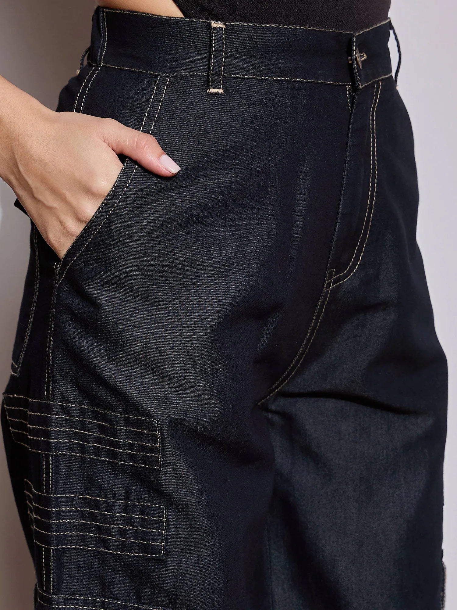 Women's Black Cargo Co-ord Set | Pocket Top & Pants