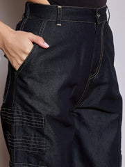 Women Black Multi Pocket Top With Cargo Pants-SFTOP42106_SFPANT50972