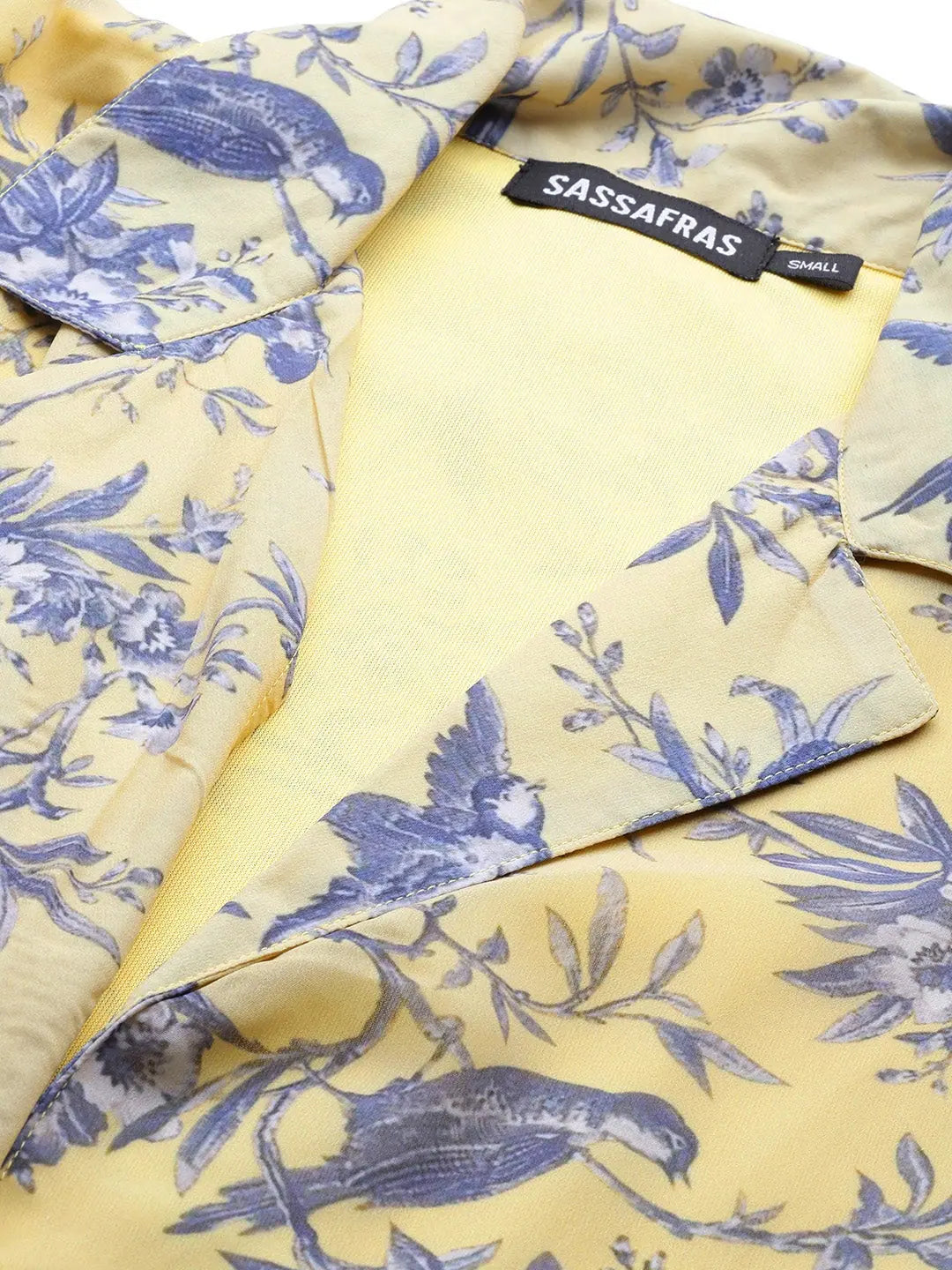 Yellow Floral Crop Shirt Top - Designer Lehenga for Women