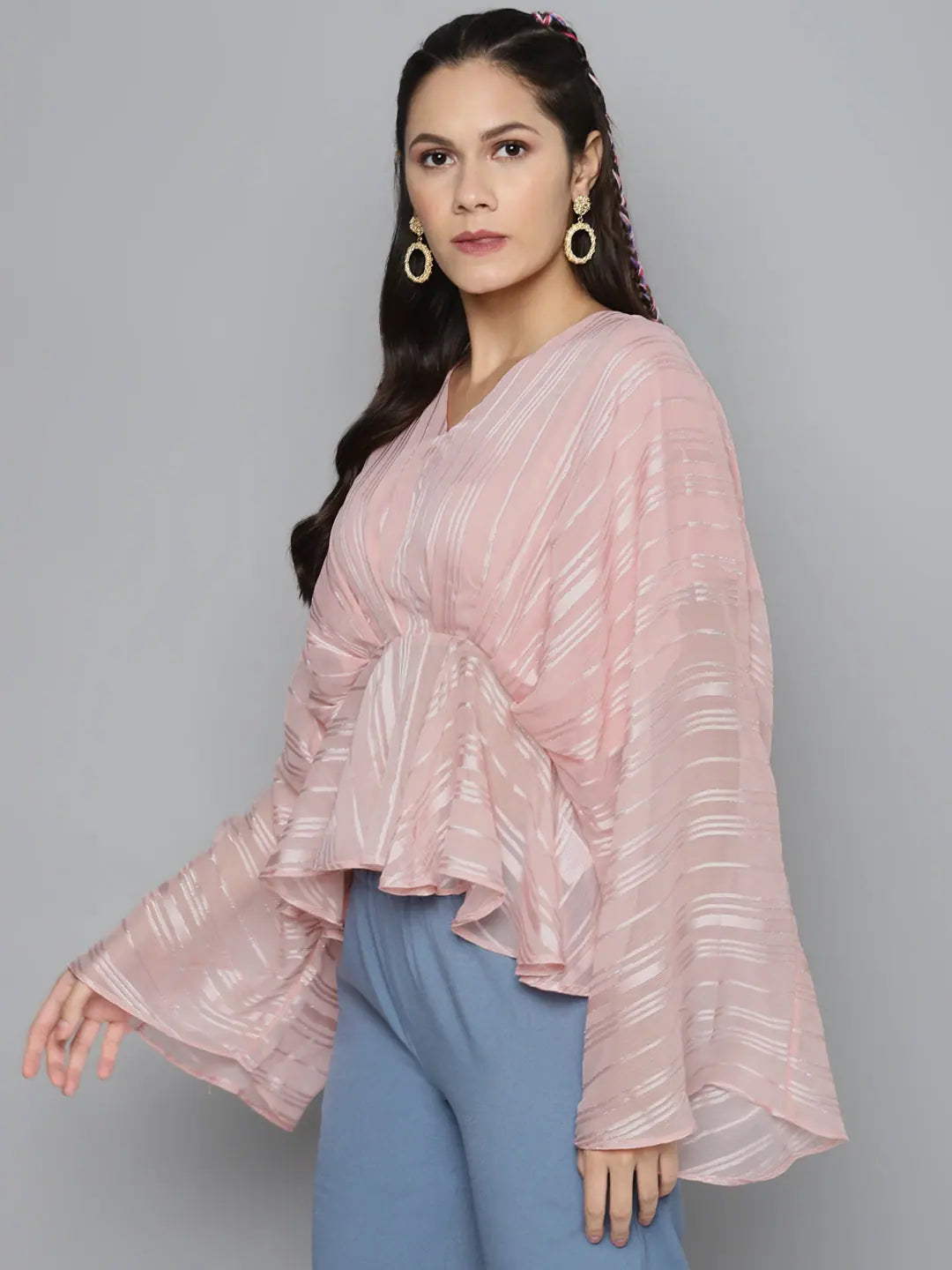 Pink Lurex Kimono Top | Women's Wedding Lehenga Choli