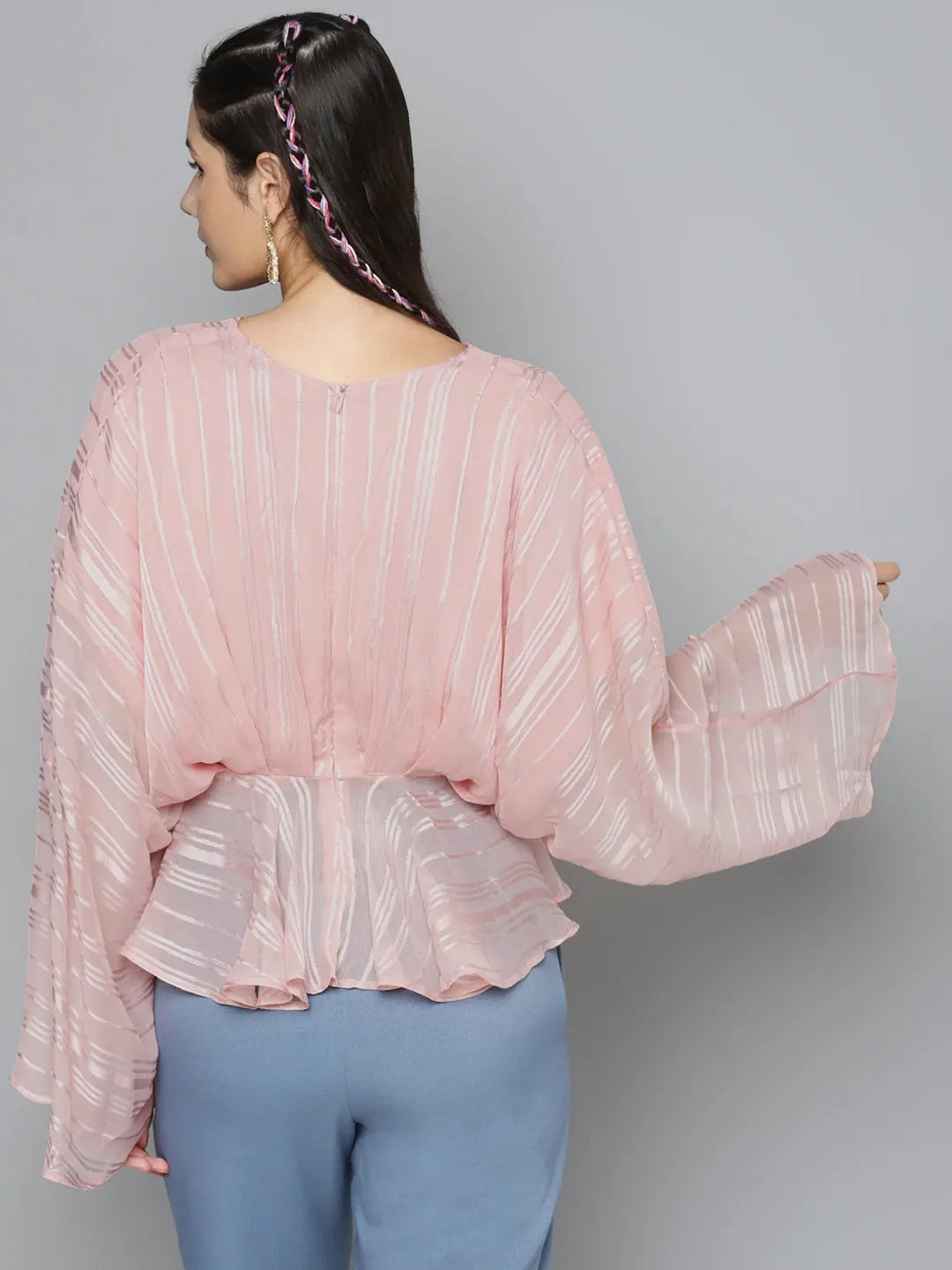 Pink Lurex Kimono Top | Women's Wedding Lehenga Choli