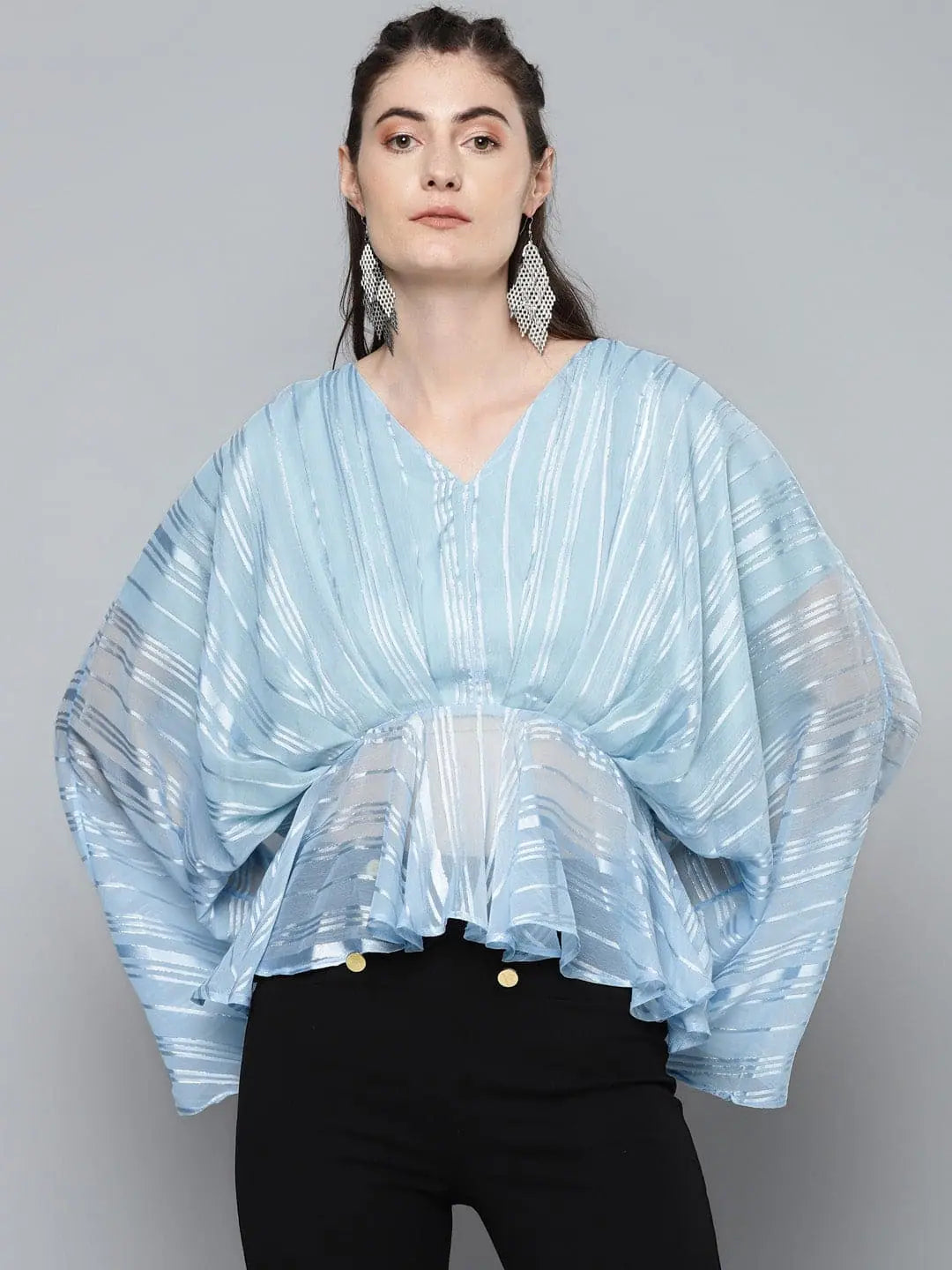 Blue Lurex Kimono Top | Lehenga for Women